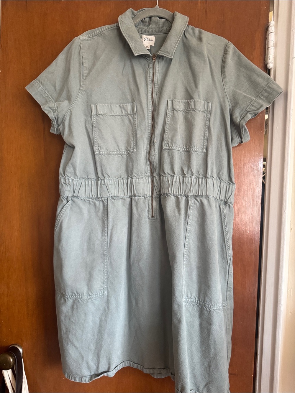J. Crew green Zip-front chino dress size 20